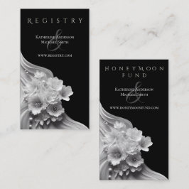 Modern blomsterbröllop svart och vitt visitkort