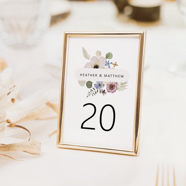 Modern blomsterbröllopsbord nummer (Modern Floral Wedding Table Number by Painted Paperie
)