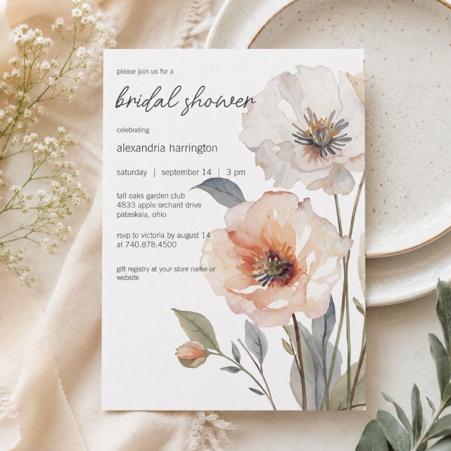 Modern blomsterbröllopsdusch inbjudningar (Skapare uppladdad)