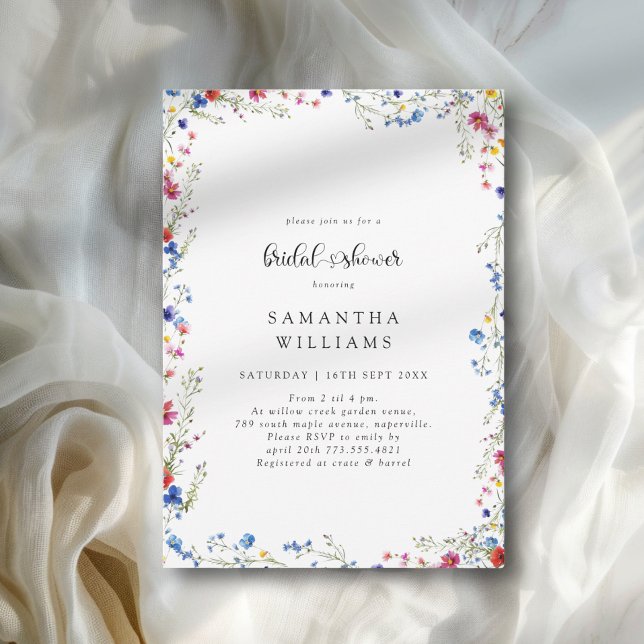 Modern Blomsterbröllopsfestinbjudan Inbjudningar (Modern Wildflower Bridal Shower Invitation)