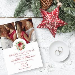 Modern blomsterbukett med julstjärnor jul fotograf spara datumet