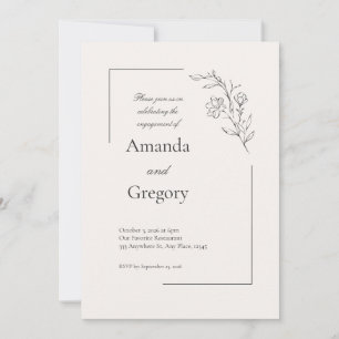 Modern blomsterformgiven förlovningsfestinbjudan spara datumet
