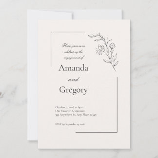 Modern blomsterformgiven förlovningsfestinbjudan spara datumet