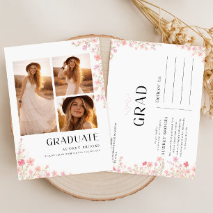 Modern blomsterfotografi examensmeddelande med båg vykort