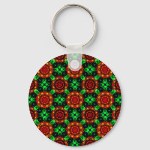 Modern blomstergalenskap boho elegant abstrakt mön nyckelring