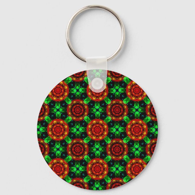 Modern blomstergalenskap boho elegant abstrakt mön nyckelring (Framsida)