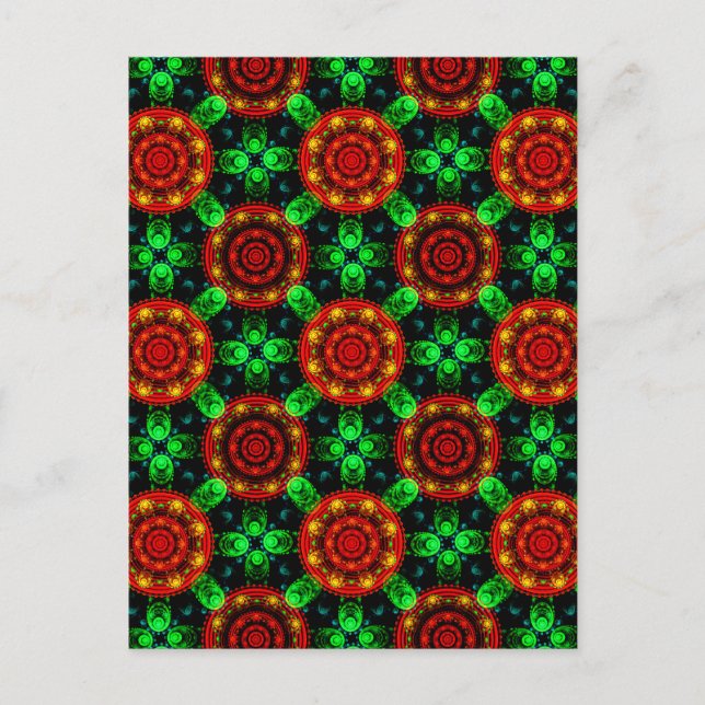 Modern blomstergalenskap boho elegant abstrakt mön vykort (Framsida)