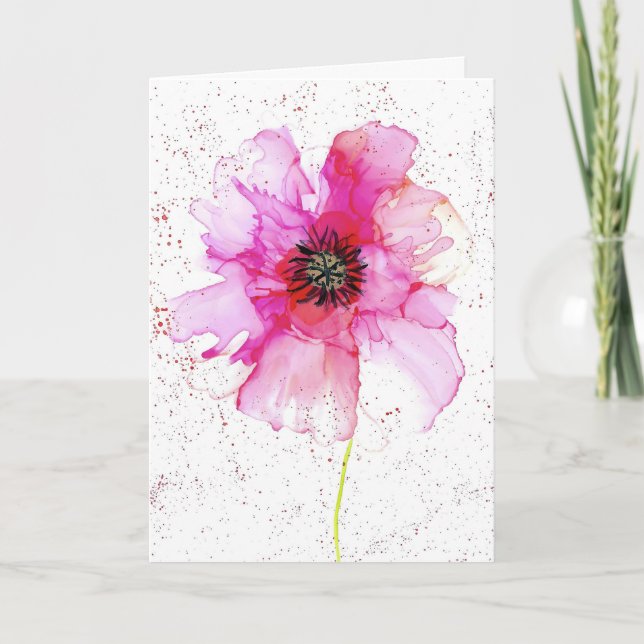 Modern blomsterglänne konst tack kort (Framsida)