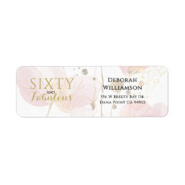 Modern blomsterglas Sextio och fantastisk fetstil Returadress Etikett