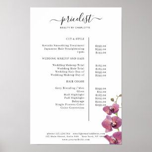 Modern, blomstergods prislista Affisch