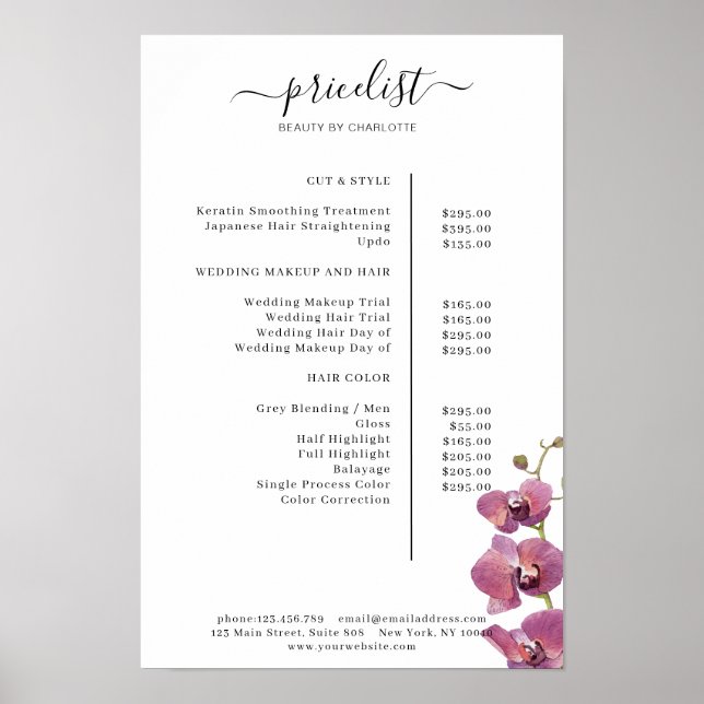 Modern, blomstergods prislista Affisch (Framsidan)
