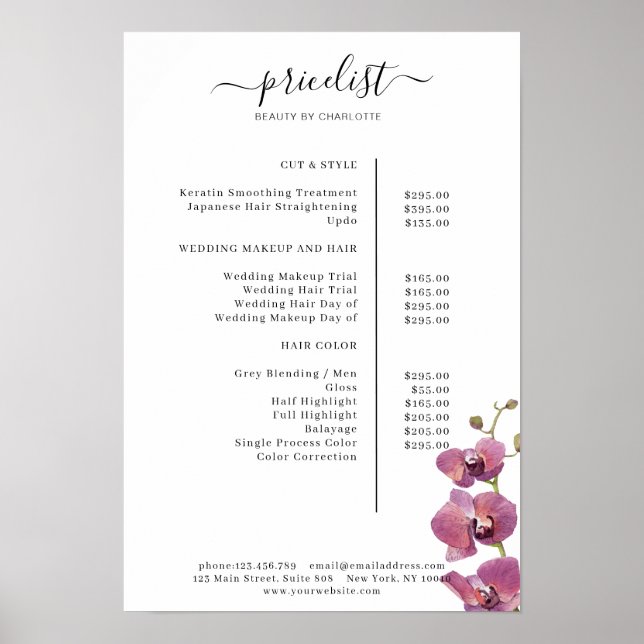 Modern, blomstergods prislista Affisch (Framsidan)