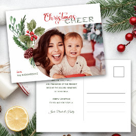 Modern blomstergrafik för julstämning med text i t vykort