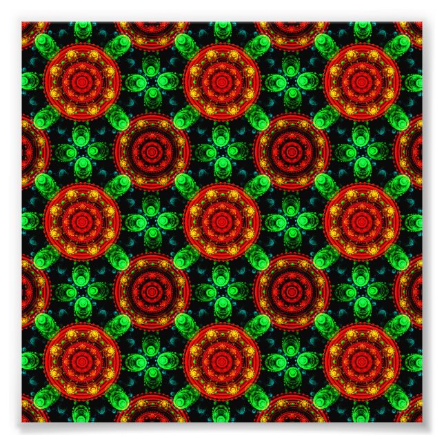 Modern blomstergrej boho elegant abstrakt mönster  fototryck (Framsidan)