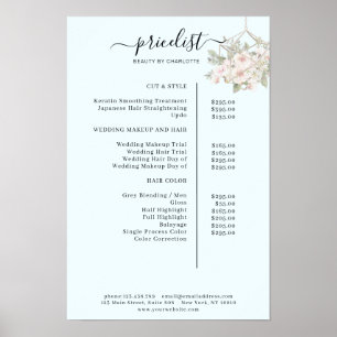 Modern, blomstergs prislista Affisch