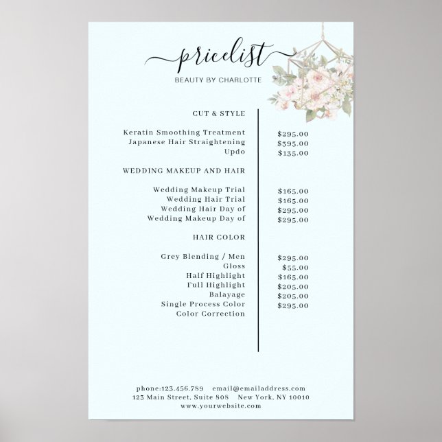 Modern, blomstergs prislista Affisch (Framsidan)