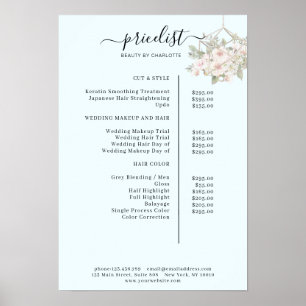 Modern, blomstergs prislista Affisch