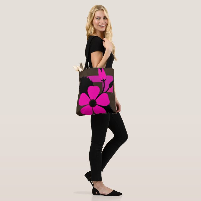 Modern blomsterhandväskor / Stylish vardagsväska Tygkasse (På modell)