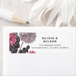 Modern blomsterkolgrå mauve rosa bröllop  returadress etikett