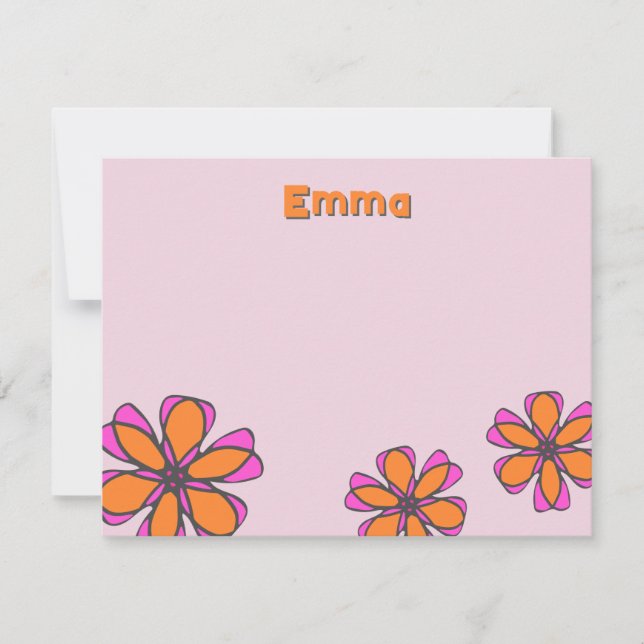 Modern blomsterkort med flat design anteckningskort (Framsida)
