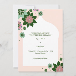 modern blomsterlig abstrakt nikkah-inbjudan inbjudningar
