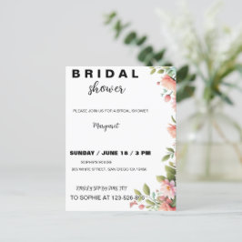 Modern blomsterlig bröllopsduschinbjudan vykort