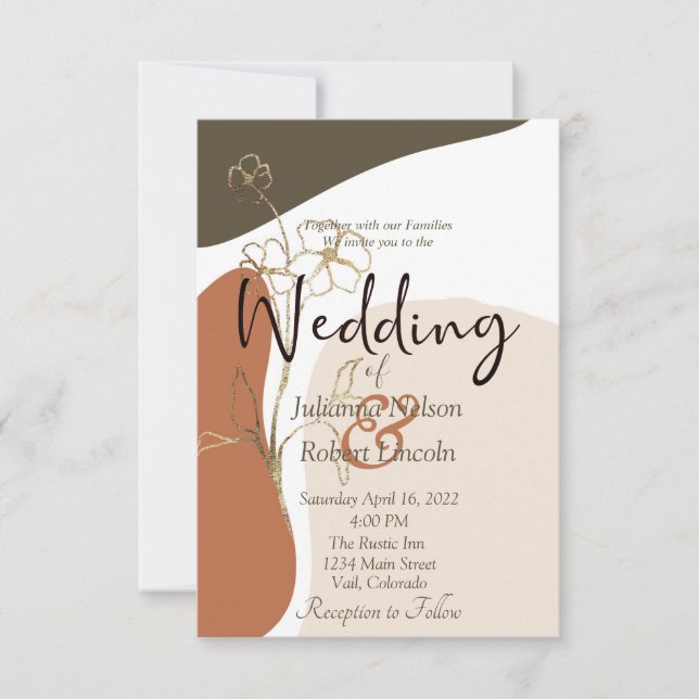 Modern blomsterlig bröllopsinbjudan inbjudningar (Framsida)