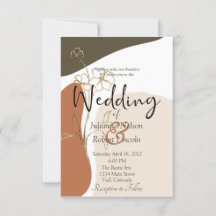 Modern blomsterlig bröllopsinbjudan