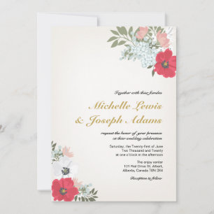 Modern blomsterlig bröllopsinbjudan inbjudningar