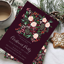 Modern blomsterlig julfest inbjudningar