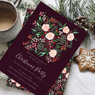 Modern blomsterlig julfest inbjudningar