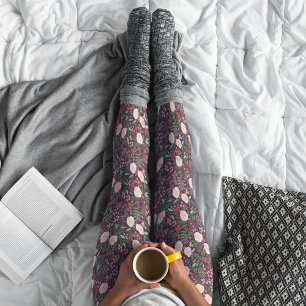 Modern blomsterlig julmönster leggings