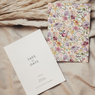 Modern blomsterlig Spara datum-inbjudan Inbjudningar
