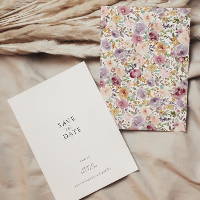 Modern blomsterlig Spara datum-inbjudan Inbjudningar (Skapare uppladdad)