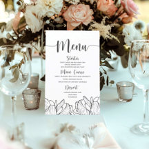 Modern blomstermässig enkel bröllopsmeny