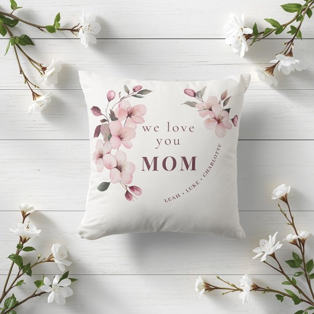 Modern blomsterpresent till mor med personlig text kudde (Skapare uppladdad)