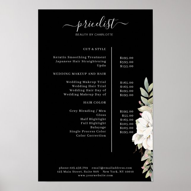 Modern blomsterprislista affisch (Framsidan)