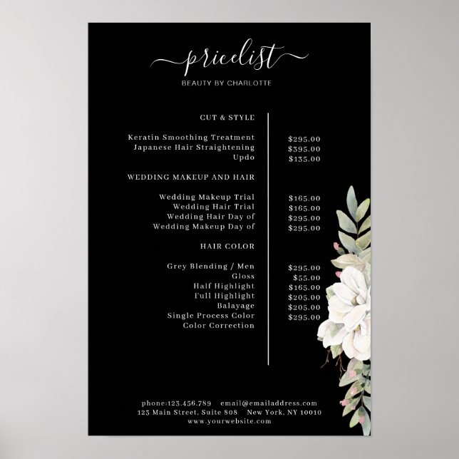 Modern blomsterprislista affisch (Framsidan)
