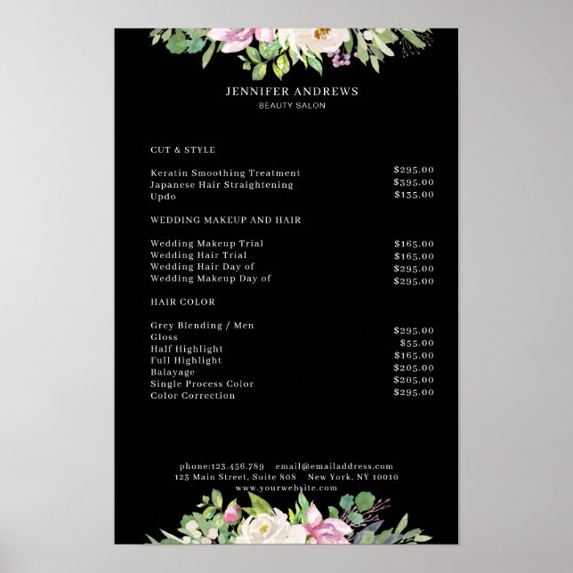 Modern blomsterprislista affisch (Framsidan)