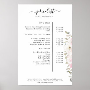 Modern blomsterprislista Poster