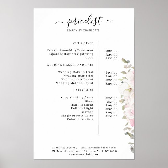 Modern blomsterprislista Poster (Framsidan)