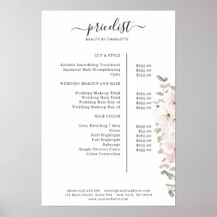 Modern blomsterprislista Poster