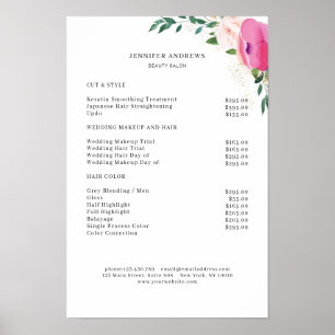Modern blomsterprislista poster