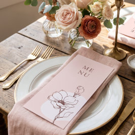 Modern blomsterrik bohemisk rosbröllopsmeny meny