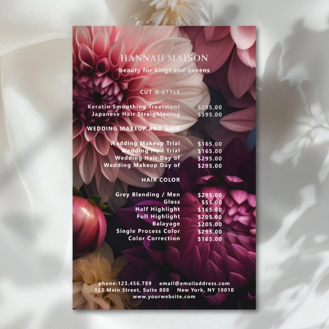 Modern blomstersalong prislista flygblad (Modern Flower Salon Pricelist Flyer)