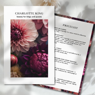 Modern blomstersalong prislista flygblad