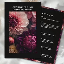 Modern blomstersalong prislista flygblad