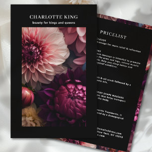 Modern blomstersalong prislista flygblad