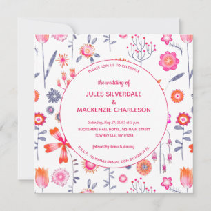 Modern Blomsterträdgård Boho-inbjudan till Rosa-br Inbjudningar