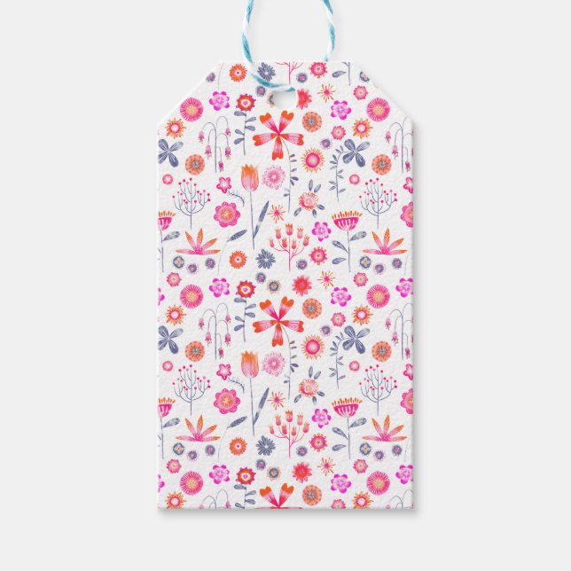 Modern Blomsterträdgård Presentetikett (Framsidan)